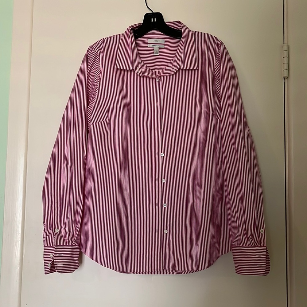 J. Crew Pink Stripes Button Down